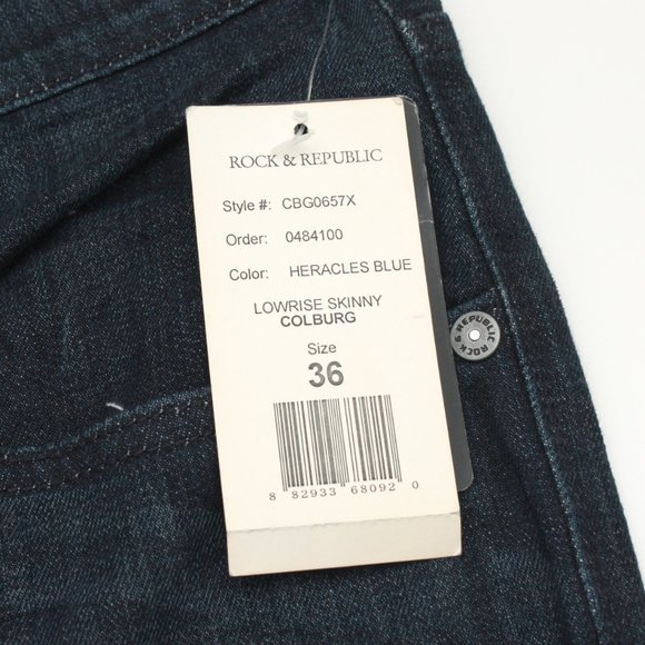 Rock Republic Colburg Lowrise Skinny Jeans Size 36 Heracles Blue Button Fly - Picture 9 of 9